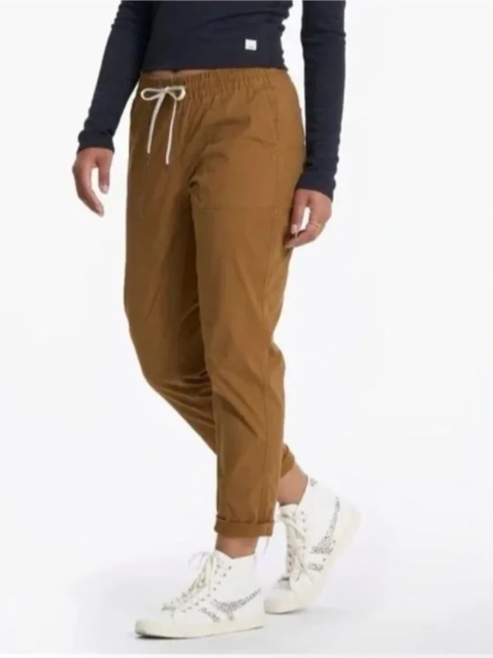 Vuori Ripstop Fabric Drawstring Pants in Caramel Brown